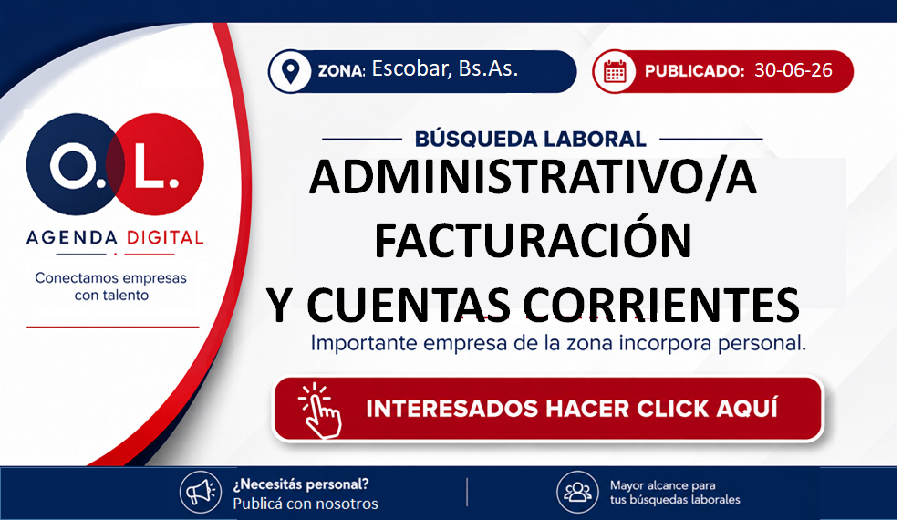 Administrativo/a de Facturación y Cuentas Corrientes 1 Administrativo/a de Facturación y Cuentas Corrientes