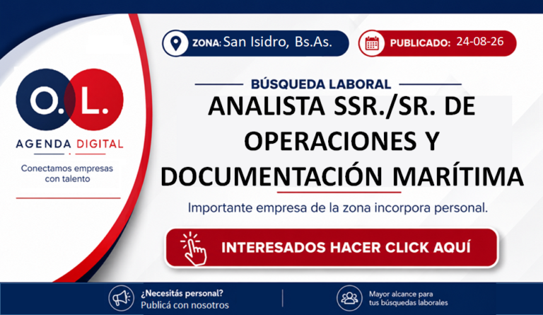 Analista SSr./Sr. de Operaciones y Documentación Marítima