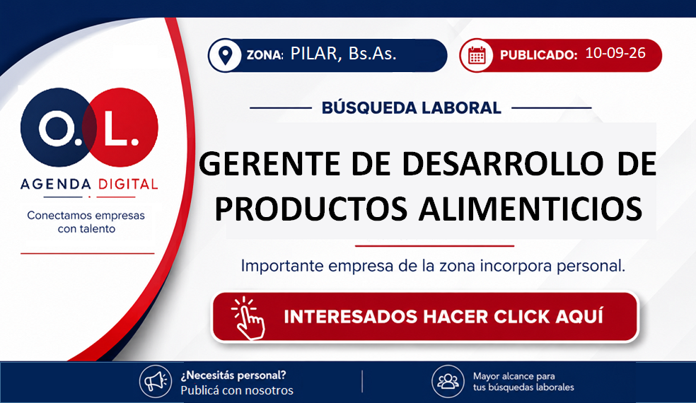 Gerente de Desarrollo de Productos Alimenticios.